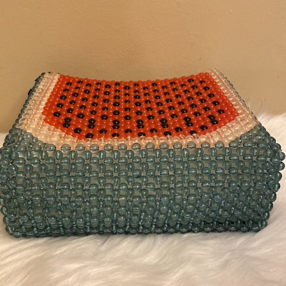 NWT Cynthia Rowley | Rare Watermelon Acrylic Beaded Tote Shoulder Bag 🍉 - Picture 12 of 13